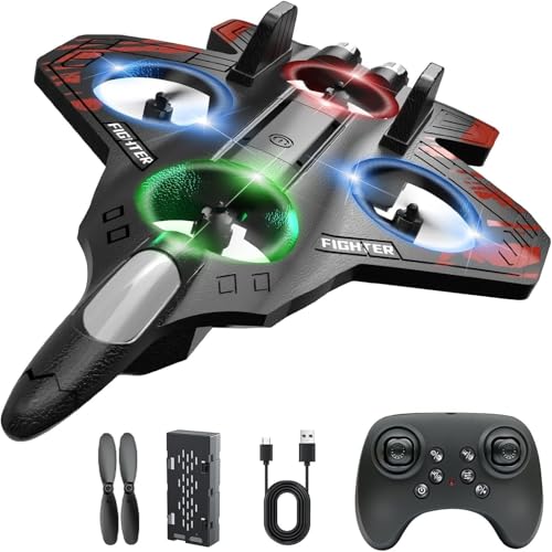 Image of Amitasha Remote Control Airplane for Kids, RC Glider Plane Light Foam Aeroplane Fighter Jet for Kids Adults 6-18, 360 Flip Stunt Roll, Drones Airplane Toy Gift for Kids Boys