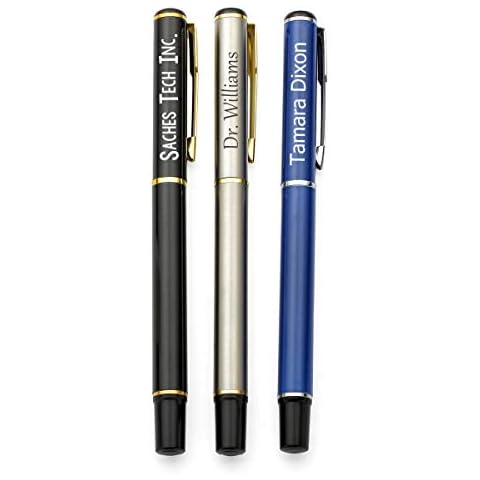 10 Pack Custom Engraved Gel Ink Rolling Ball Rollerball Pens for Teacher, Doctor, Lawyer, Banker, Boss, Coworker, Extra 10 Refills Included (Assorted colors) Cover
