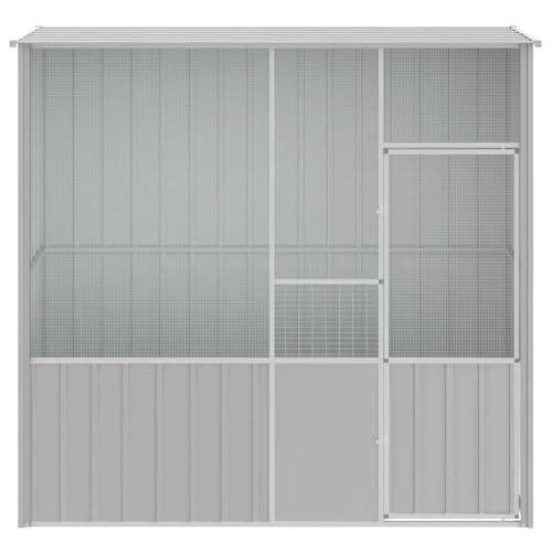 Emmtore Voliere Vogelvoliere Außen Aufzuchtkäfig All-in-One-Vogelkäfig Außenvoliere Käfig Vogelhaus Voliere Verzinkter Stahl,Grau,215 x 78 x 200 cm