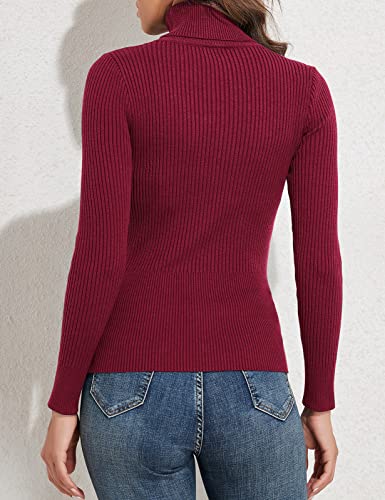 Image of PrettyGuide Women's Ribbed Turtleneck Long Sleeve Sweater Tops