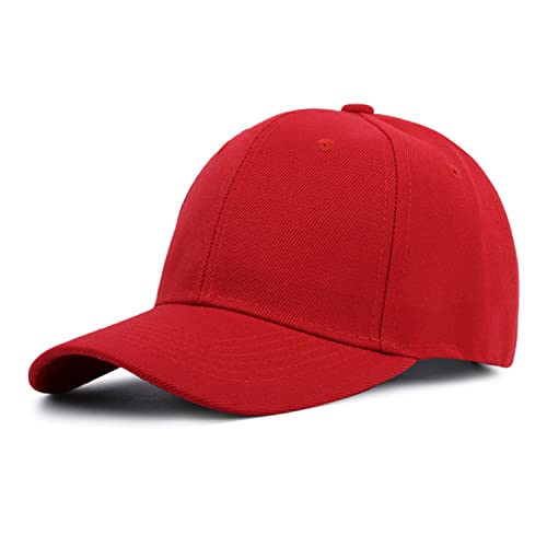 Gorra Unisex de Tamaño Ajustable con Velcro para Hombre y Mujer, Gorra de Béisbol Lisa Básica - Gorra Negra, Azul, Beige [Transpirable y Resistente] - Diseño Clásico (Rojo)