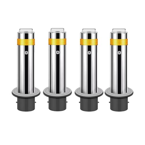 Cône de sécurité, bornes de stationnement Amovibles en Acier Inoxydable avec Bandes réfléchissantes - Ensemble de 4 poteaux de signalisation Jaunes avec Manchon d'encastrement pour Une sécur