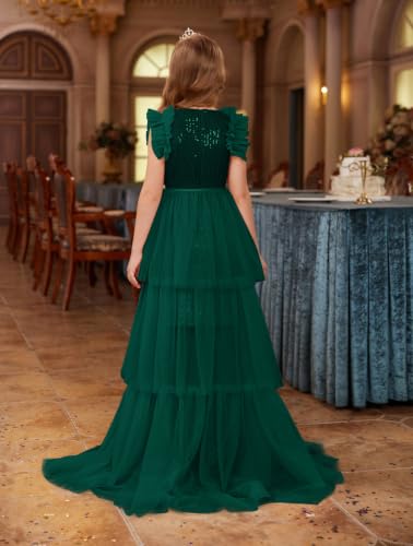 Image of GRACE KARIN Girls Sequin Formal Pageant Fancy Party Ruffle Prom Maxi Dress