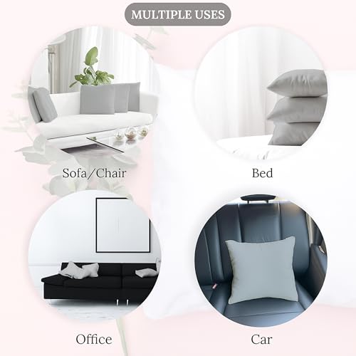 Image of Premium Polyester Fiber Cushion Fillers - Pack of 5 Pcs | 18 x 18 Inches | Light Grey| Cushions, Sofa Pillow, Cushion for Sofa, Cushion for Bed, Decorative Pillow, Pillow for Support