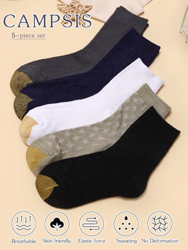 Campsis Men Viscose Socks, Cotton Ankle Socks, Breathable Calf Sock(5 Pairs)3