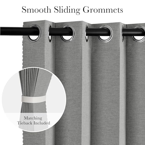Image of RYB HOME Accordion Style Room Divider Curtain-100% Blackout Folding Accordion Curtain for Sliding Glass Door /Bedroom, Privacy Assurd Living Room /Office Drape 1 Panel with Tieback, W100 x L108, Grey
