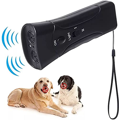 CHENCHUAN Gifts for Pet LED Flashlight Ultrasonic Dog Repeller Portable Dog Trainer, Colour: Double black Pet Daily Necessities