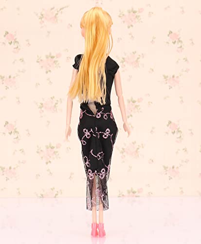 Image of Tickles Fashion Doll with 3D Eyes, Folding Hands & Glittering Dress Real Cloth Doll Set for Girls (Design May Vary Size: 30 cm)