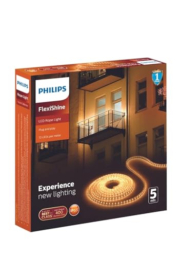 Image of PHILIPS 5 Meter LED Rope Light | Flexishine Plug n Play Flexible Rope Light for Indoor and Outdoor Decorations | Rope Light for False Ceiling,Balcony,Diwali,Christmas | Colour : Pink, Pack of 4
