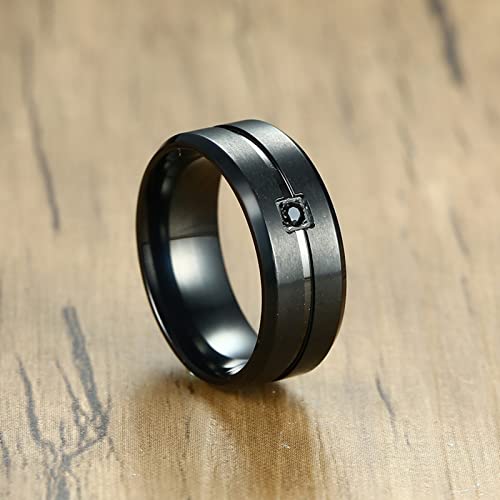 Bague gothique noir zircones acier de qualité supérieure
