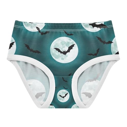 Black Bats Moon Teal Toddler Underwear Girls, Underwear for Girls, 2T–8 Years