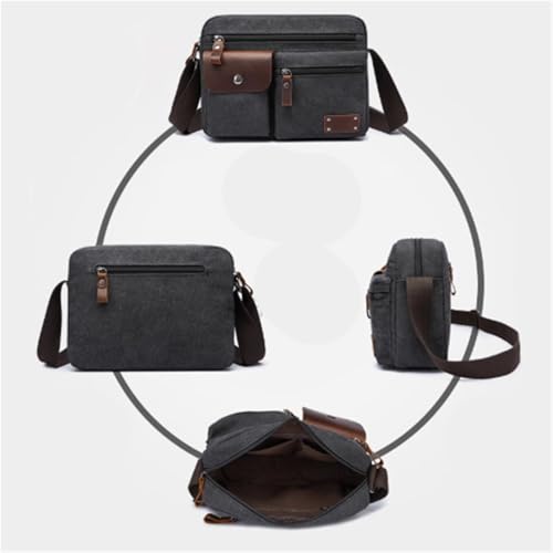 Multi-functional Vintage Shoulder Bag, Canvas, Men Casual Crossbody Bag, Multi Pocket, for Work Business Office Travel4