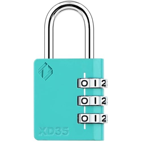 Zarker XD35 3-Digit Combination Padlock, Emerald, 1-Pack
