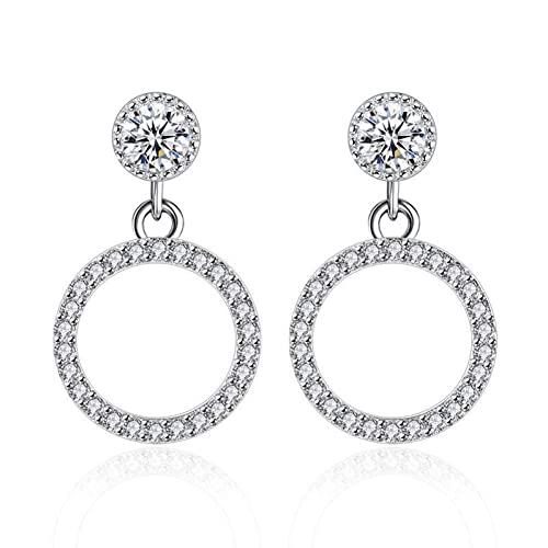 Pendientes para mujer versátiles con cristal brillante y tuerca de plata
