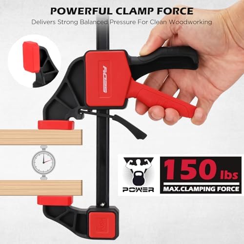 3-Piece 6 Inch Bar Clamps for Woodworking with Clamp Connector, 6" Quick-Release Wood Clamps with 150 LBS Load Limit, Trigger Clamp Set, One-Handed Clamps/Spreader Ideal for Woodworking DIY Projects - 2