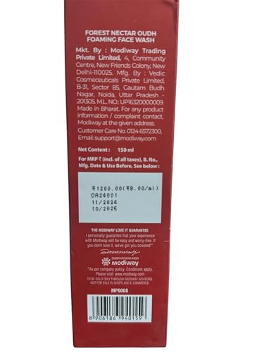 Image of Modiway Nectar Oudh Foaming Face Wash, 150ml