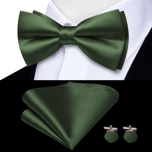 Image of Hi-Tie Men Suspender Bowtie Set Suspenders Pre-tied Bow Tie Pocket Square Cufflinks Adjustable Y Shape 6 Clips Braces Tuxedo