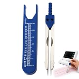 AJKQNMA EKG Messschieber aus Metall Blau, Verstellbarer Caliper mit Lineal, Medizinisches Messwerkzeug für Elektrokardiogramm auf Papier & Monitor, 11,5x1,7x1,4cm