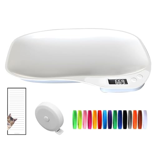 Pet Scales for Small Animals Puppy Scales with Tape Measure Collars and Record Digital LCD Cat Scale Mini Dog Weighing with 4 Weighing Modes for Cat Puppy Hamster Food Kitchen (14x10.2 in)