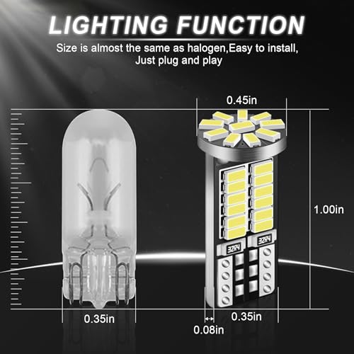 image for iFunyLED 10 Pieces 194 LED Bulb Super Bright 6500K T10 168 2825 W5W 34