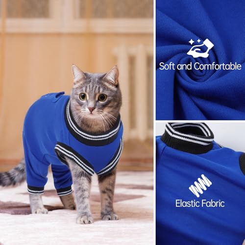 MHaustlie Katzenbody Nach Op Katzen Op Body Kastration Body Katze Nach Operation für Hinterbeine E Halsband Alternative für Katzen Anti Lecken Body Operation Recovery Tuch Anzug für Katzen (Blau, S)