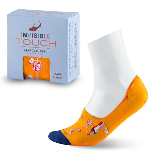 MARCOLIANI Milano Made in Italy - No Show Socks for Men - Always Stay Up | Essence of Cotton Spritz Invisible Touch - Color Orange