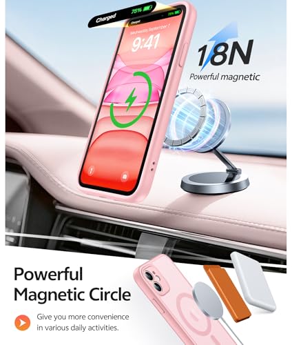 Image of FNTCASE for iPhone 11 Case: [Compatible with Magsafe] Translucent Matte Magnetic Cases [Full Camera Protection] Military Grade Shockproof Protective Phone Cover - Light Pink
