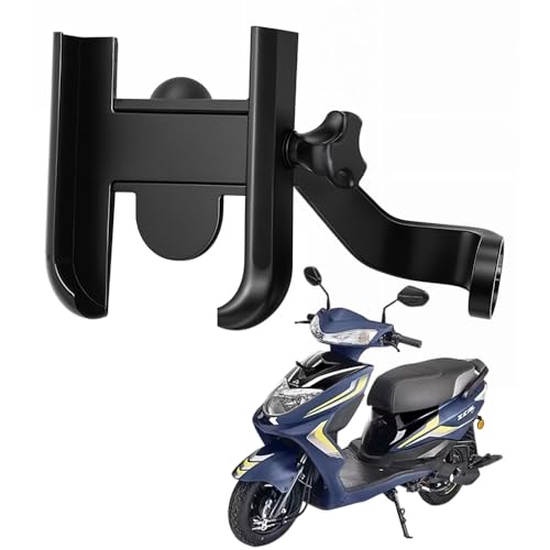 Image of Metal CNC Mobile Holder for Scooter, Scooty & Motorcycle Compatible for Ampere Zeal EX, Mirror Mount, 360 Rotation, Strong Anti-Slip Grip, Wide Adjustable Fit for All Smartphones (Black)