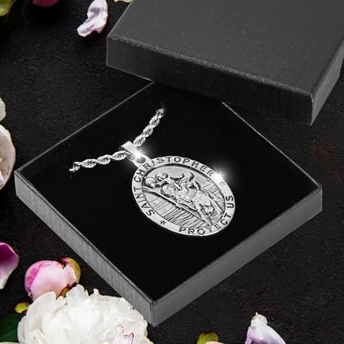 Saint Christopher Necklace, St Christopher Necklace Medal Religious Bless Safety Gift for Men Women Family Friends4