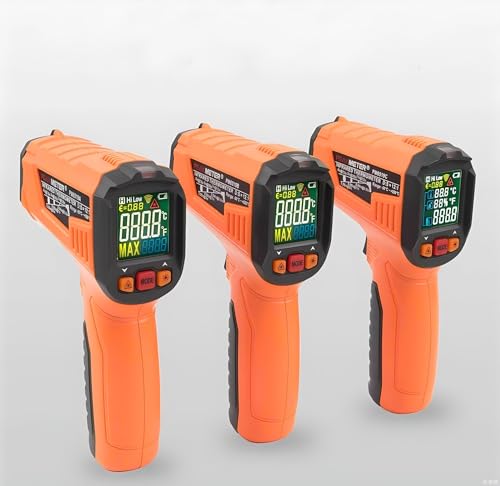 PEAKMETER Infrared Thermometer PM6519 PM6519A/B/C Non-contact Pyrometer Industrial infrared Thermometers High Precision Laser Temperature Meter IR Thermometer Gun High Temperature Thermometer(PM6519C)
