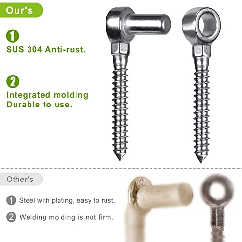 Image of Insaga Cast 304 Stainless Steel Gate Hinges 4Pack Lag Screw Hinge for Farm M12 Hook and Eye Hinges, Partial Thread Gate Hinge Bolts for Wood Cattle Livestock Gate for Fence