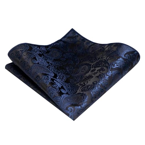 Image of JEMYGINS Mens Solid Color Paisley Necktie and Pocket Square with Tie Clip Sets