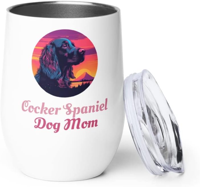 Cocker Spaniel Dog Mom Wine Tumbler, Gift Idea For A Cocker Spaniel Mommy, Gift from Husband, Favorite Daughter Son Friend - White Wine Tumbler