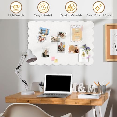 Image of Climberty Large Felt Bulletin Board 47x31in Wave Pin Board with 50 Push Pins, Soft Wall Memo Notice Board for Photos Notes Posters, Decorative Display for Home Office Kids Room