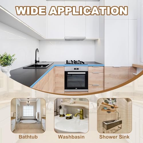 Image of RANDEN Self-Adhesive Silicone Water Stopper Strip - Collapsible Threshold Barrier Strip for Dry & Wet Separation, Sink Water Splash Guard, Bathroom Water Stopper (Black, 1 Meter)
