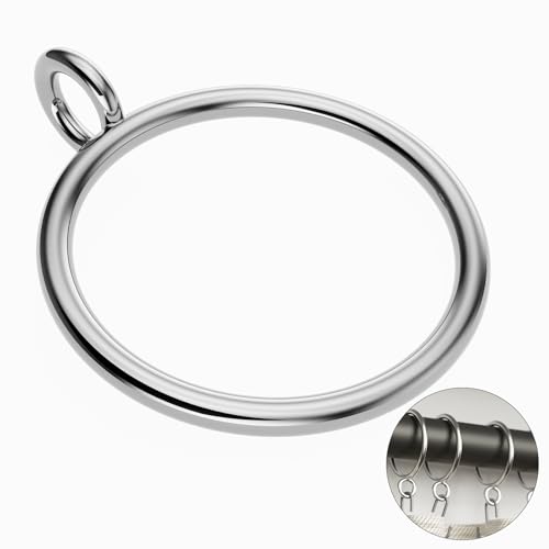 GASRONS 50 Pack Silver Metal Curtain Rings with Eyelets 1.5 inch Inner Diameter Drapery Rings Apply for Curtain Rods(Fits Up to 1 1/4-Inch Rod)