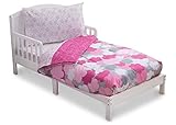 Delta Children 4 Piece Toddler Bedding Set for Girls - Reversible 2-in-1 Comforter - Includes Fitted Comforter to Keep Little Ones Snug, Bottom Sheet, Top Sheet, Pillow Case - Pink Clouds