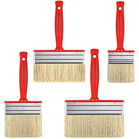 URATOT 4 Pack Fence Brush Paint Brush Set for Wood 70mm 100mm 140mm and 150mm Timber Block Brush for All Types of Painting Job Decking Paint Brush Cover