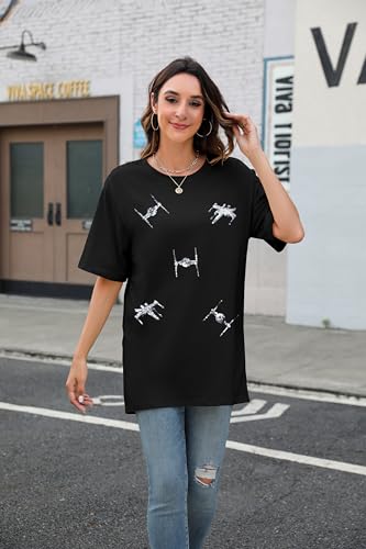 Sequin The Way Shirt for Women Star Fans Tshirt May The Be with You Tee Magical T-Shirt Oversized Short Sleeve Top2