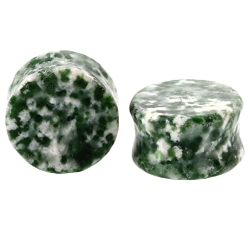 Beydodo Écarteur d Oreilles 14mm, Piercing Tunnel Pierre 2 Pièces Vert Ecarteur Oreilles Plug 9/16 inch Boucles d'oreilles Homme