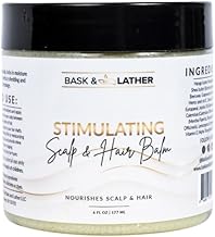 Bask & Lather Stimulating Scalp and Hair Balm for Hair Growth, Mango & Shea Butter, Nourishing Jojoba Oil, Peppermint & Rosemary Oil, Vitamin E, Scalp Care, Hair Care, Moisture, Shine & Strength, 6 oz