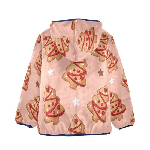 Christmas Tree Cookies on Pink Toddler Fleece Jacket Girl Boys Hooded Fleece Jacket Coat Warm Outwear Zip-up 3-10T2