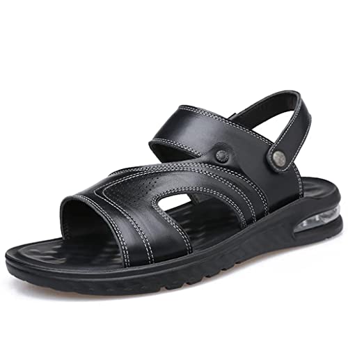 Men Sandals Split Leather Sandals Beach Shoes Outdoor Anti-Slip Casual Shoes Slippers Breathable Footwear(39)