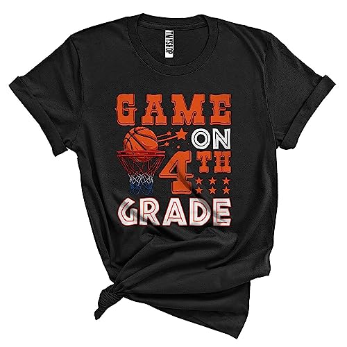 Games On 4th Grade Funny Basketball Team First Day of School Kids Sports Lover Back to School Unisex T-Shirt Black