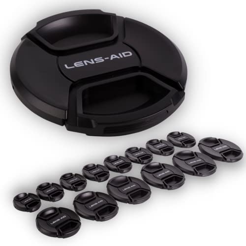 Lens-Aid Tapa de lente para lente de cámara: tapa protectora de repuesto compatible con Canon, Nikon, Fujifilm, Olympus, Sony, Panasonic, Pentax, etc.