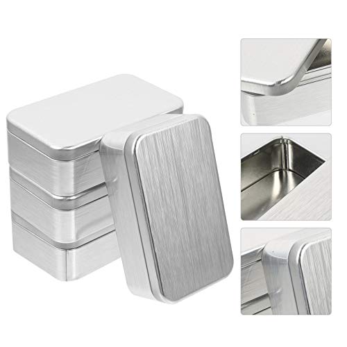 Image of YARNOW Tinplate Box 4 Pack 4.33 X 2.95 X 0.98 Inch Rectangular Metal Hinged Tins with Lid Empty Tinplate Box for Candy Party Favors Jewelry Usb Drives Crafts Storage