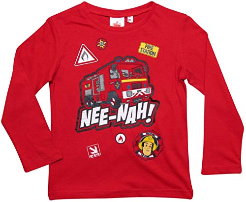 Preisvergleich Produktbild Feuerwehrmann Sam Langarmshirt Jungen Rundhalsausschnitt (Rot; Red, 98-104)