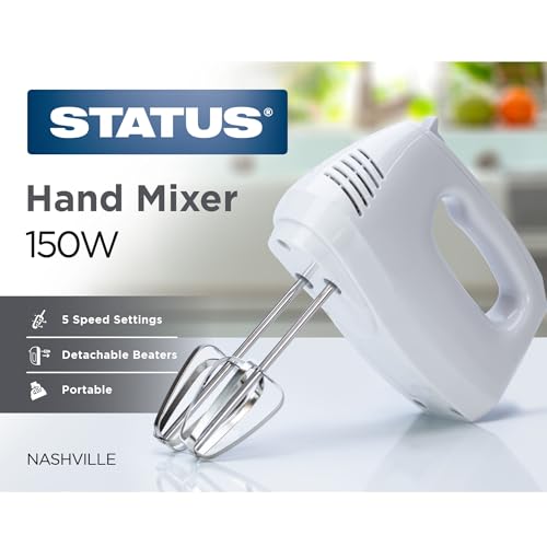 Status Nashville 5 Speed Hand Mixer, Electric Hand Held Mixer, White, 150W, 1.3 Metre Cable, NASHVILLE1PKB4 - 6