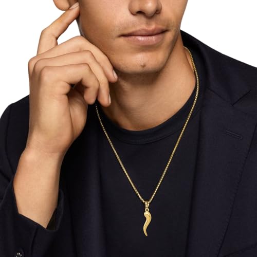 DEWBERRY 14K or 10K Solid Gold Italian Horn Cornicello Good Luck Charm | Italian Horn Necklace for Women,Men | Cornicello Necklace | Good Luck Amulet | Protection from Evil2