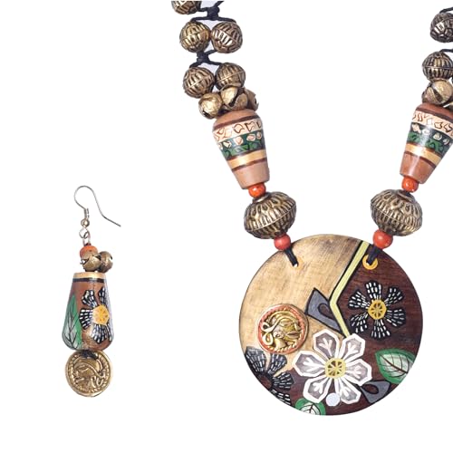 Image of AAKRITI ART CREATIONS Handcrafted Women's Jewelry Set - Ethnic Necklace and Earrings, Fashion Accessories for Special Occasions & Celebrations